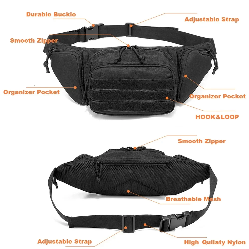 Riñonera táctica, funda para pistola, riñonera, bolso de hombro con eslinga, paquete de asult en el pecho para exteriores, funda de transporte para pistola oculta - imagen 5