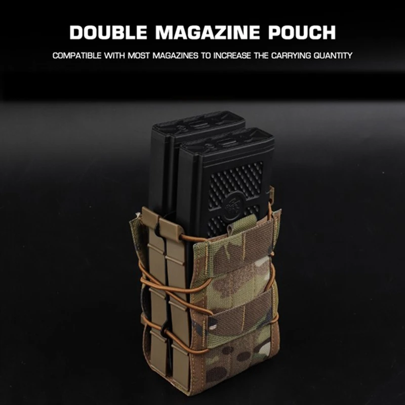 7,62 bolsa doble para revistas, bolsa para pistola de caza, caja de revistas Molle elástica táctica, soporte magnético ajustable para AK AR15 - imagen 4