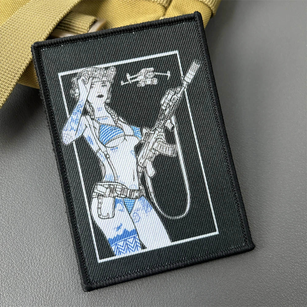 Parche de moral táctico de belleza Sexy "Cabeza, ojos", parche divertido de gancho y bucle, insignia del ejército militar, brazalete, pegatinas impresas para mochila - imagen 5