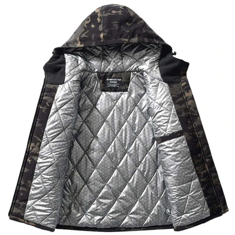 Parkas para hombre, chaquetas tácticas con calefacción, abrigo militar cálido con capucha para invierno, ropa acolchada de camuflaje, chaqueta térmica para senderismo al aire libre - imagen 4