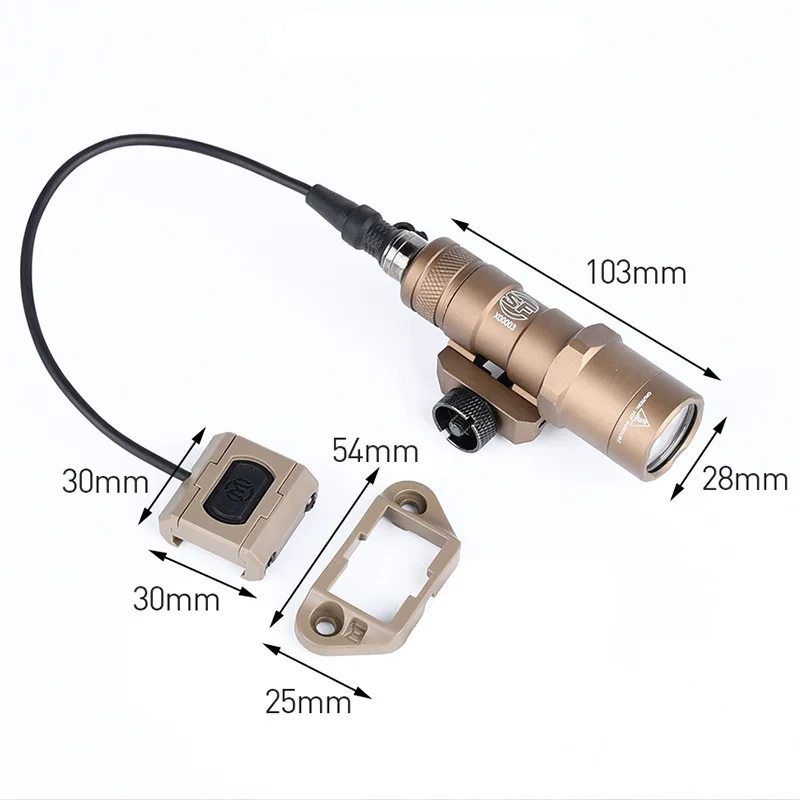 WADSN-linterna táctica de Metal M300B, juego de luces de explorador Modbutton de 450LM con riel Picatinny de 20mm para accesorios Airsoft, luz de pistola - imagen 5