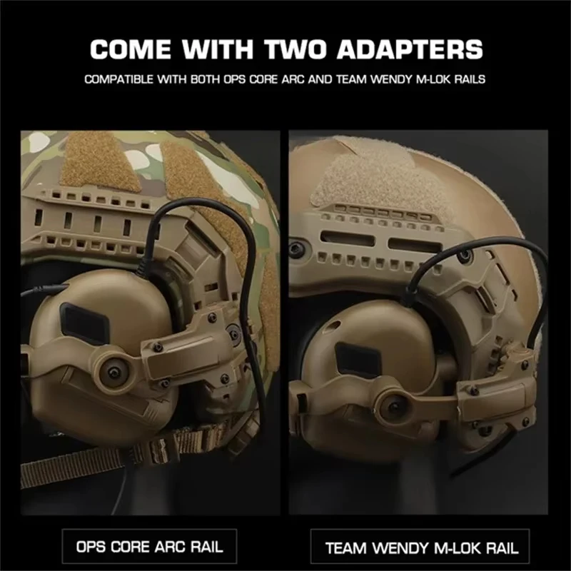 ERQYGRA-Adaptador de riel para casco táctico, equipo de reducción de ruido para recoger sonido GEN 5, accesorios para auriculares con rotación multiángulo - imagen 3