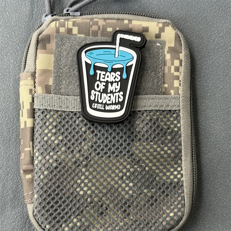 Parche de PVC "Tears for My Students", insignia de moral táctica, gancho y bucle, mochila, ropa, accesorios decorativos, pegatina, brazalete