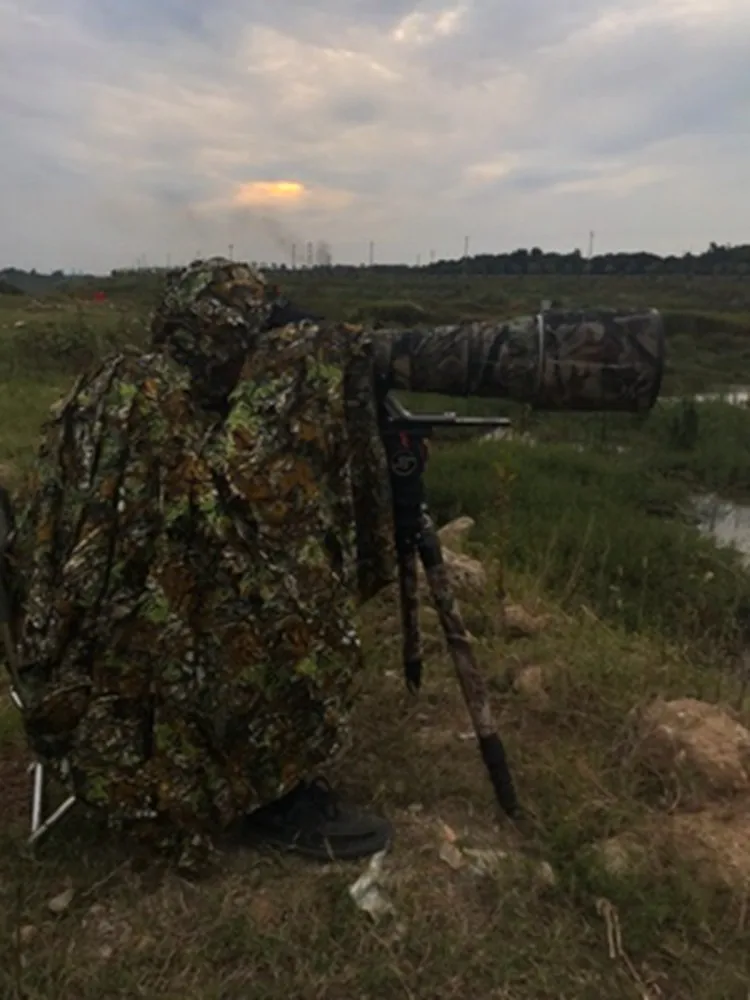 Ropa de la suerte al aire libre, ropa de hoja de árbol, ropa de camuflaje transpirable y cómoda, capa con capucha, 120 * 160 cm - imagen 5