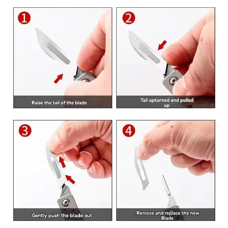 Cuchillo plegable de bolsillo acero inoxidable, hoja desmontable - imagen 5