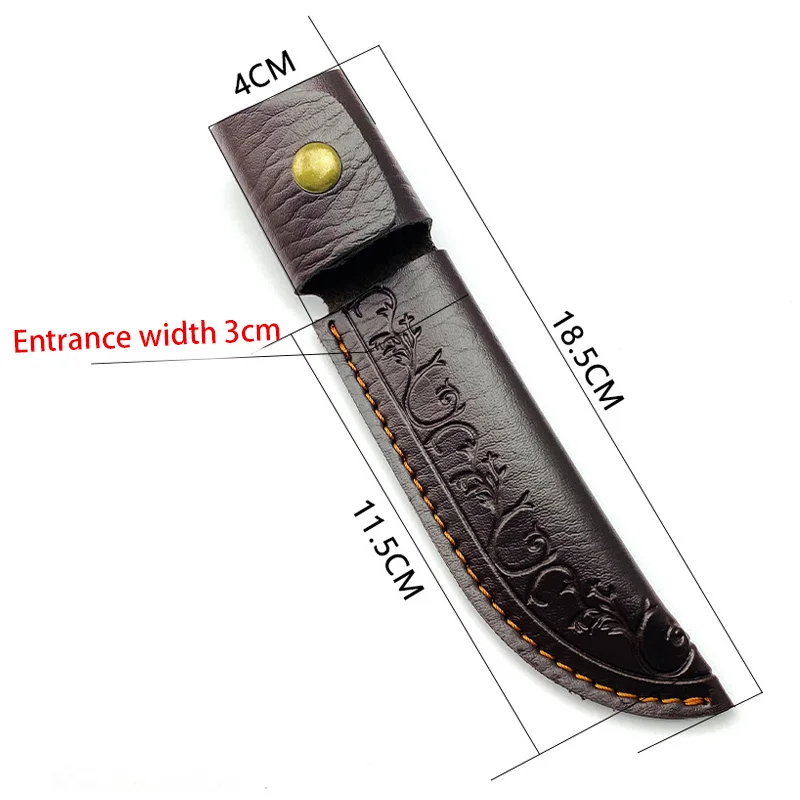 Funda de cuchillo recto pequeño para exteriores, funda de hoja fija, funda de almacenamiento, pantalones con hebillas, color café, PU, imitación de cuero, 1 unidad - imagen 3