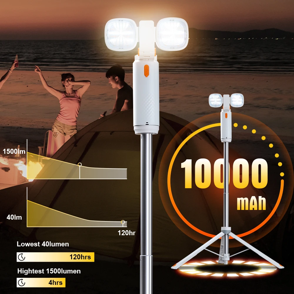 Trustfire-luces de Camping de 10000mAh, linterna telescópica con trípode, reflector de 6500K, luz de ambiente RGB, linterna de luz de relleno - imagen 5