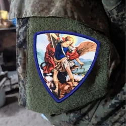Parche táctico San Miguel con velcro, estampado para airsoft