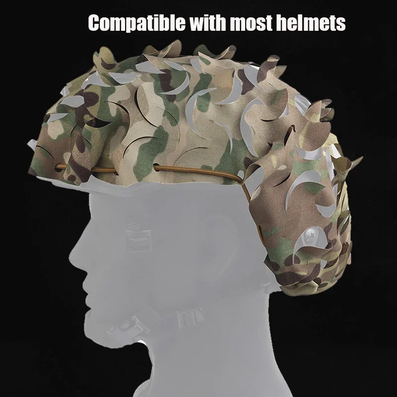 Cubierta de casco deportivo 3D, cubierta de red de tela para casco rápido de caza, Airsoft, Gillie, accesorios para trajes - imagen 2