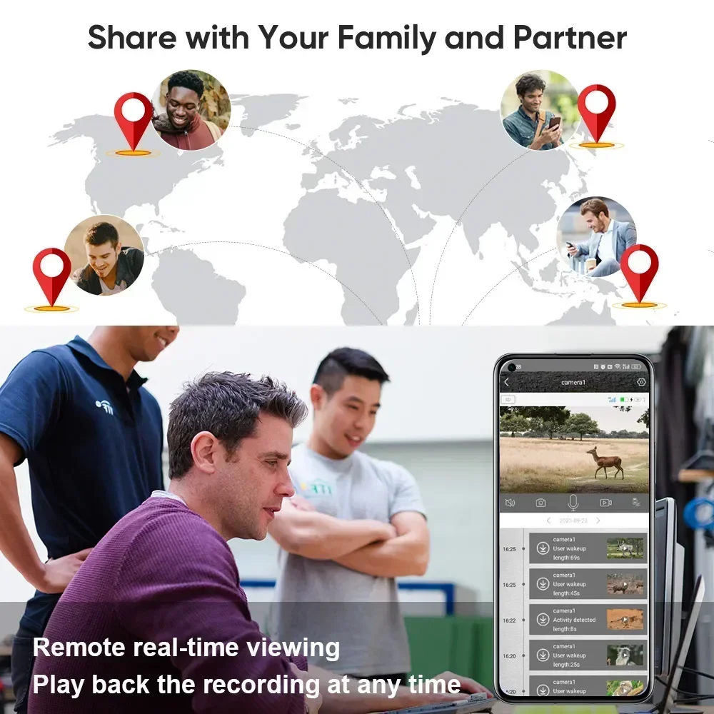 Cámara Solar de rastreo de caza 2K, tarjeta SIM 4G, intercomunicador de voz bidireccional con batería de litio de 7800mAh, cámara de detección de movimiento PIR de 20M - imagen 5