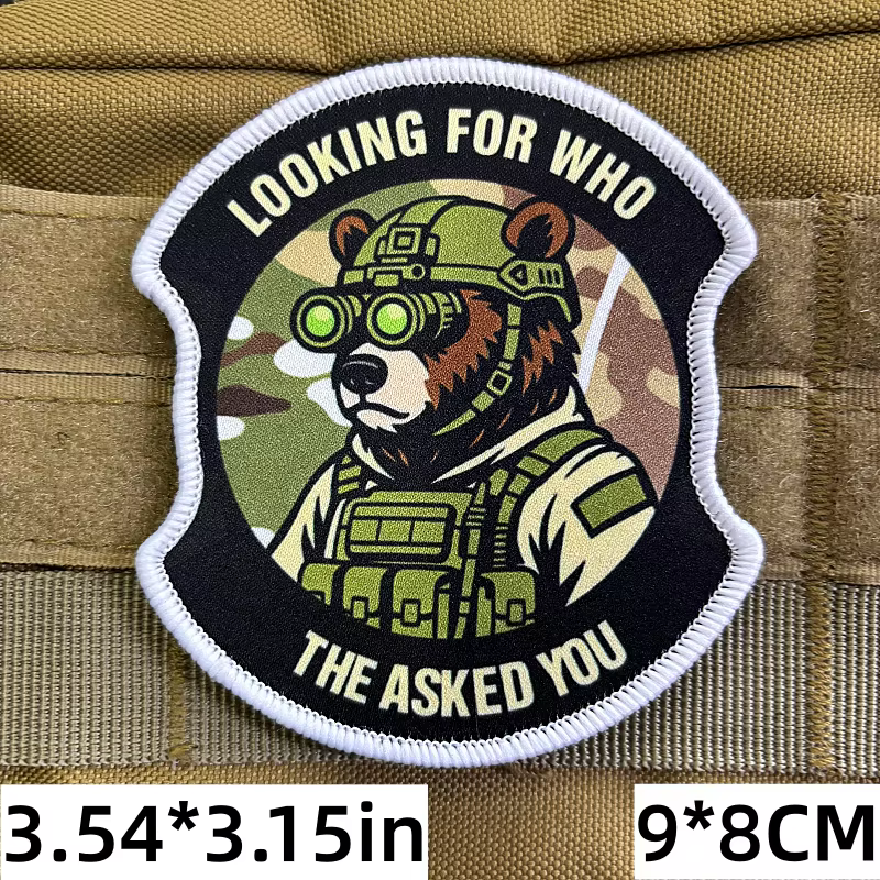 Parche táctico de oso soldado – insignia moral con velcro - imagen 3