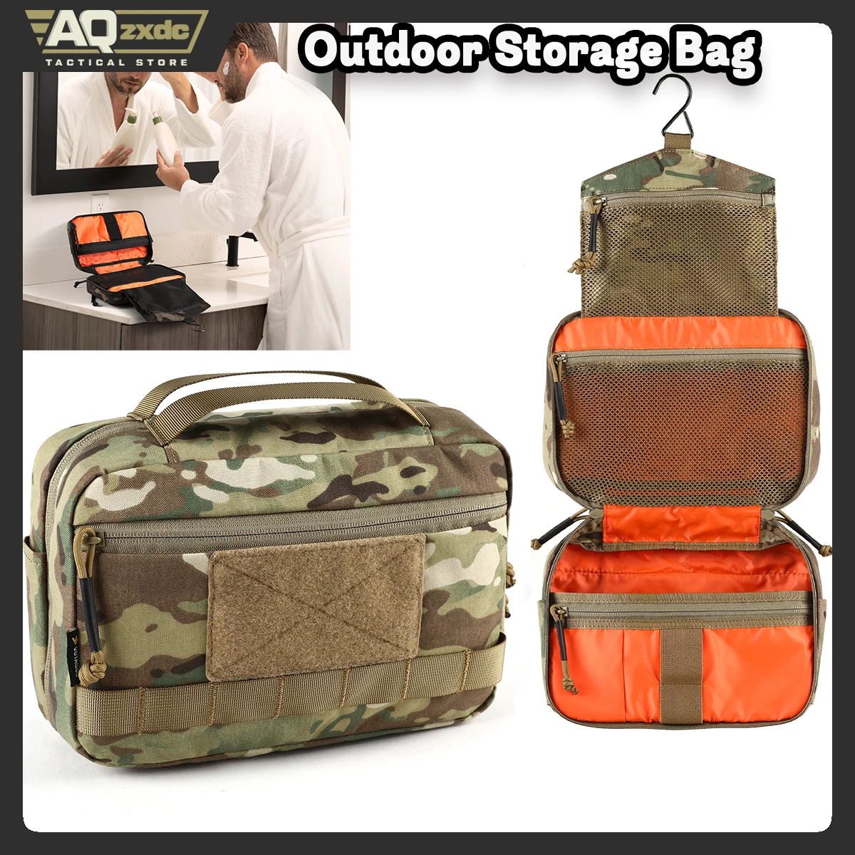 AQzxdc PTG Bolsa de aseo colgante Bolsa de cosméticos de maquillaje para mujer y hombre Bolsa de aseo de viaje portátil impermeable de gran capacidad