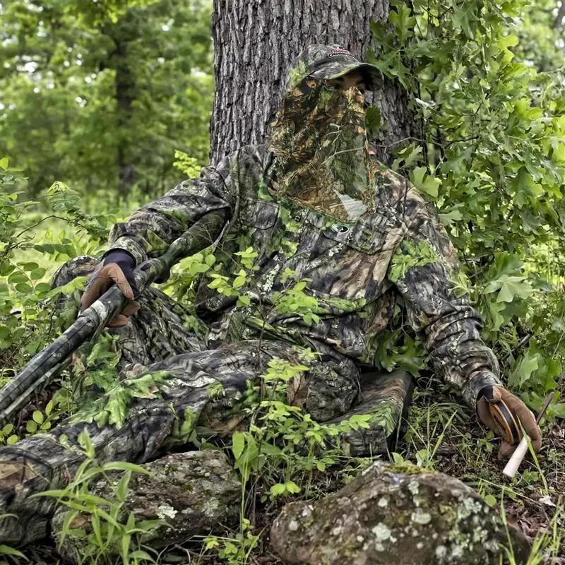 Ghillie camuflaje 3D mascarilla facial completa con hojas guantes de caza de camuflaje, accesorios de caza de camuflaje para caza camuflaje táctico - imagen 2