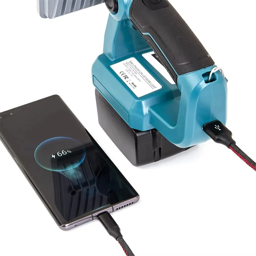 Luz LED de trabajo USB iluminación de emergencia para exteriores para Makita 18V batería de iones de litio inalámbrica linterna portátil lámpara de foco - imagen 4
