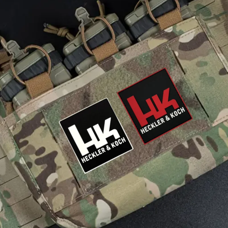 Insignia de moral táctica de PVC HK, parche luminoso Heckler y Koch, brazalete militar, gancho y bucle, mochila, accesorios de ropa, pegatina - imagen 2