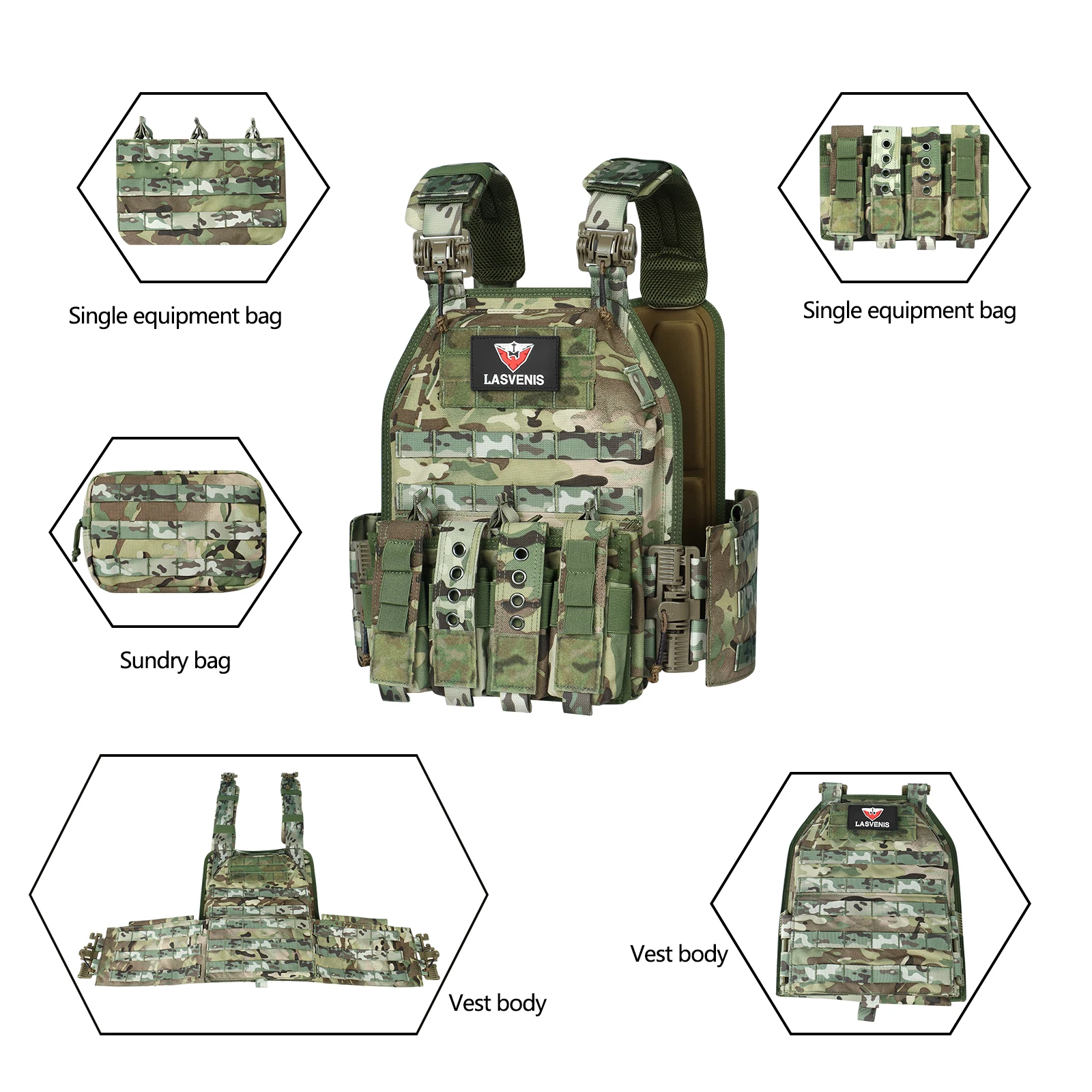 Chaleco táctico Chaleco de combate de entrenamiento Chaleco táctico Molle Chaleco táctico de liberación rápida bolsa de caza Chaleco de caza portador de placa - imagen 5