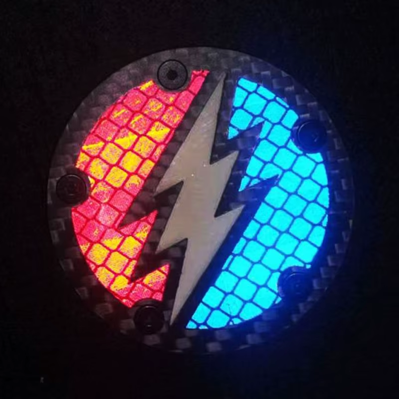Parche luminoso relámpago de fibra de carbono, insignias tácticas reflectantes redondas para exteriores, ropa, mochila, decoración DIY - imagen 3