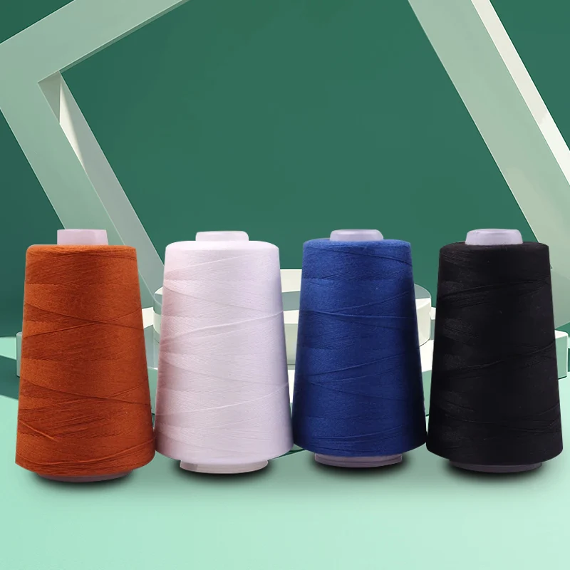 Hilos de coser fuertes de 3000 yardas, 20/3, azul, dorado, negro y blanco, adecuados para hilo de máquina de coser de poliéster de alta tenacidad denim