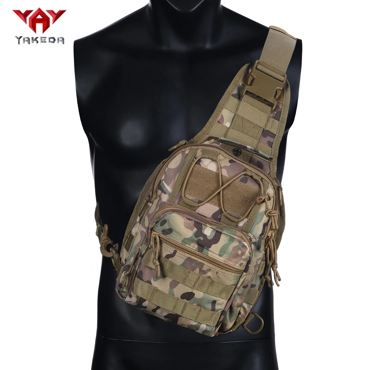 Bolso de hombro de entrenamiento bolso cruzado 900D bolso con correa de transporte bolso de pecho compartimento de múltiples bolsillos correas MOLLE