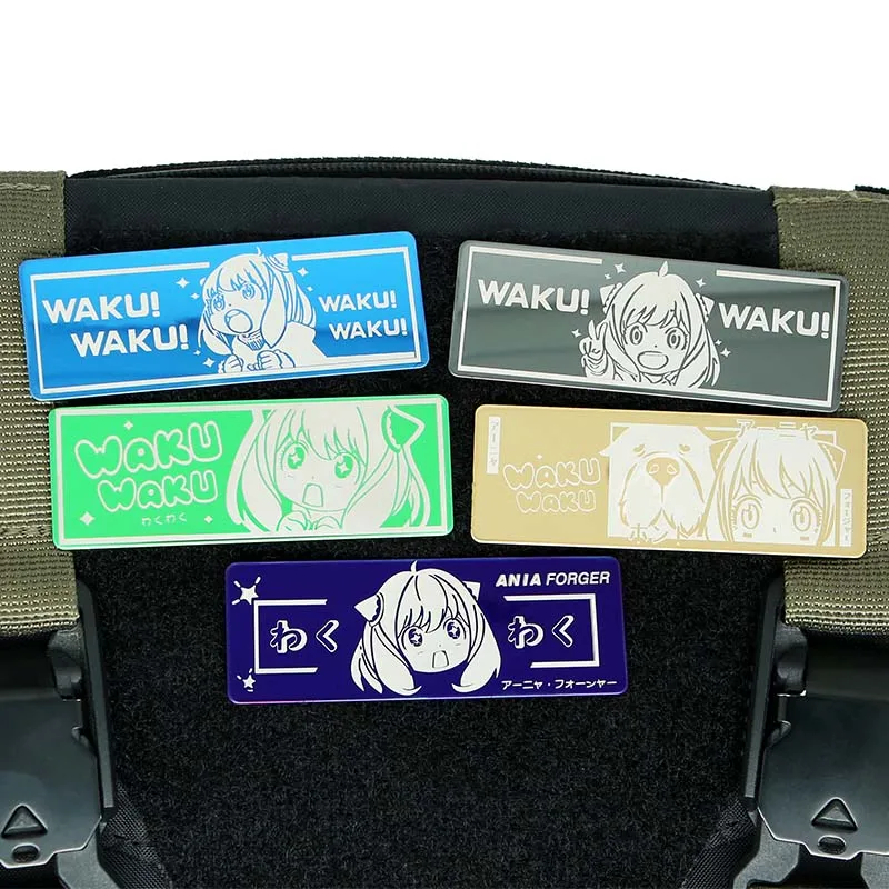 Parche Waku de Metal táctico de Anime DIY para ropa, decoración de mochila, dibujos animados de Anya Forger, chica hermosa bidimensional