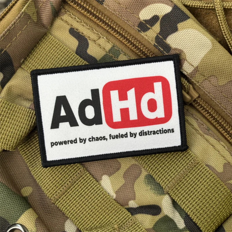 Parche táctico impreso "ADHD" para ropa, insignias de moral, parches militares con gancho, pegatinas para mochila - imagen 3