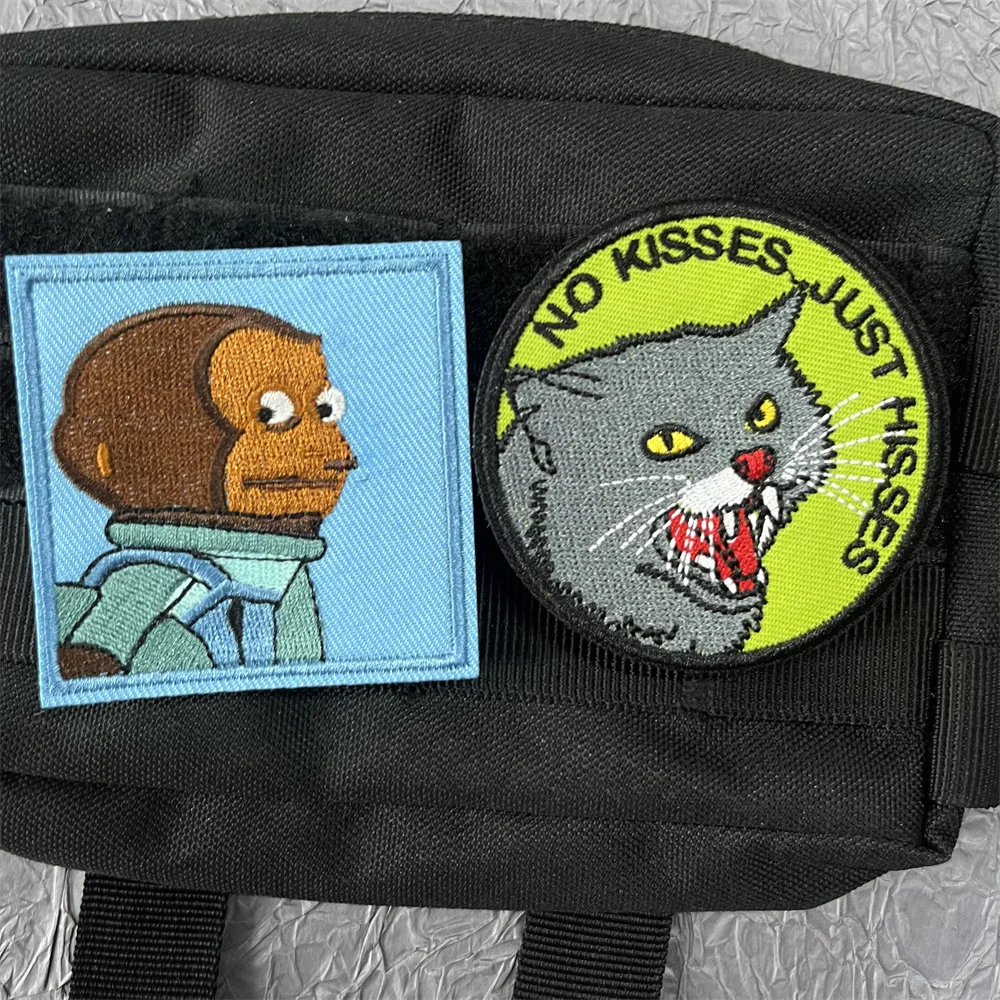 Parche de Animal de dibujos animados bordado en la ropa, insignias de mono, mochila militar táctica, parches de gancho y bucle, pegatinas