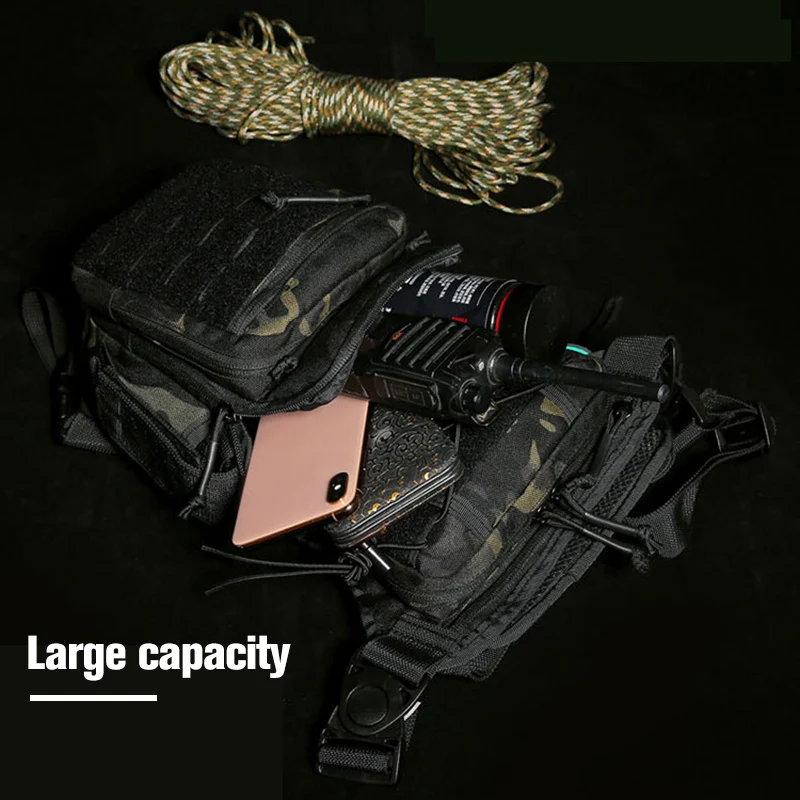 Riñonera táctica multifuncional para hombre, bolsa de nailon 1000D para pierna, para acampar, escalada, cadera, hombro, X523A - imagen 3