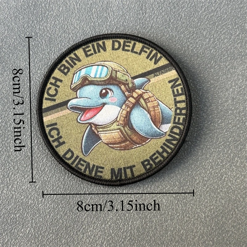 Parche táctico de delfín, insignia de moral militar, impresión de gancho y bucle, mochila, accesorios de decoración de ropa, pegatinas, brazalete - imagen 2