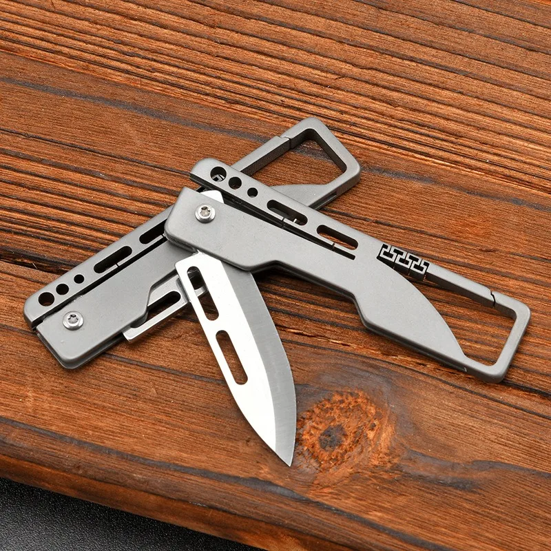 Mini cuchillo de bolsillo de transporte EDC de titanio, llavero colgante, cuchillo plegable, cuchillo de fruta portátil, cuchillo de mensajería de desembalaje - imagen 3