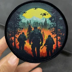 Parche de insignia de moral táctica de aventura de Dron de la selva, emblema del ejército militar, Impresión de gancho y bucle, pegatina de Mochila deportiva al aire libre