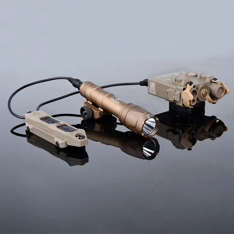 Linterna Airsoft DBAL A2 M300 M600, punto rojo y verde, solo láser, interruptor de presión láser, luz táctica de caza, riel de 20mm - imagen 4