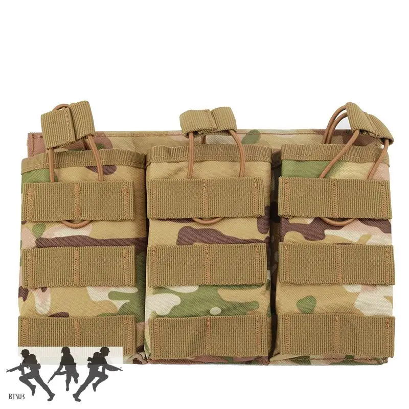 Bolsa táctica Triple para revistas, chaleco de campo, bolsa de accesorios Molle individual doble, bolsa de almacenamiento AK /M4, bolsa para interfono EMR - imagen 3