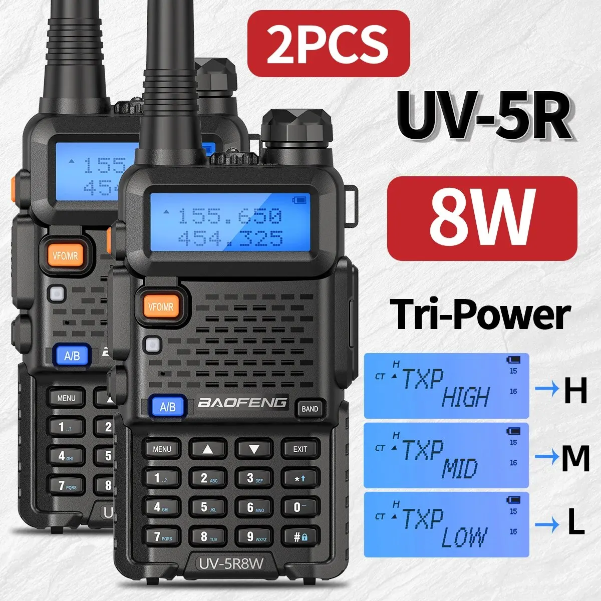 Baofeng UV 5R Walkie Talkie portátil Ham CB Radio de doble banda VHF UHF FM transceptor de dos vías de radio UV82 UV9R Plus