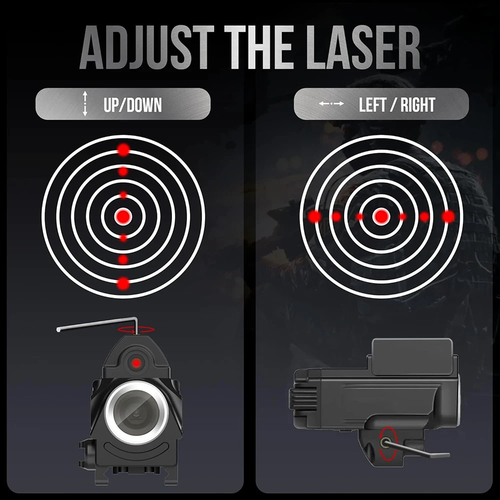 Luz de pistola compacta con mira láser roja, luz de pistola recargable de 850 lúmenes, mira láser, linterna combinada para pistola - imagen 4