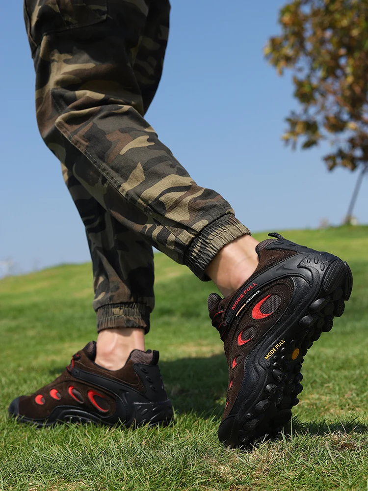 Zapatos de senderismo de cuero de vaca para hombre y mujer, botas de caza, zapatos de trekking impermeables para exteriores, escalada, montaña, caminar, viajes, zapatillas tobilleras - imagen 5