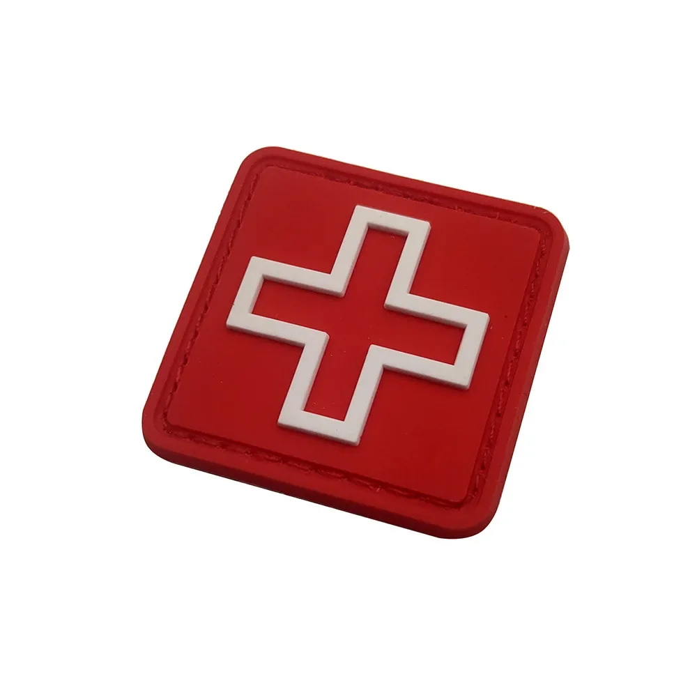 PVCTactical parches en la ropa 3D, rojo, blanco, negro, parche médico de primeros auxilios, gancho cruzado y bucle, insignia de moral militar para mochila - imagen 5