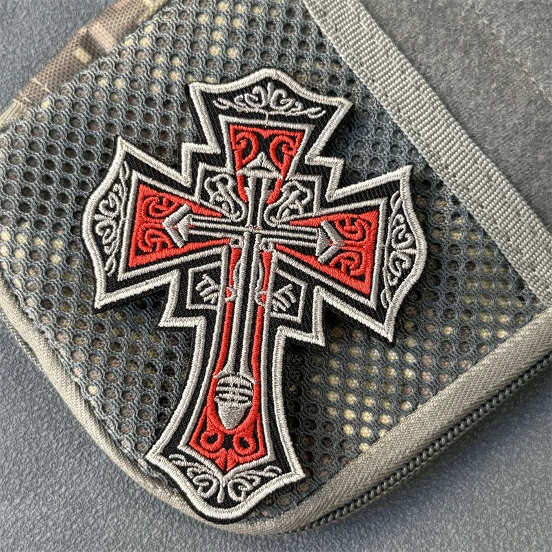 Parche "Templar Cross", insignia de moral táctica, gancho bordado y bucle, mochila, ropa, accesorios decorativos, pegatina, brazalete - imagen 5
