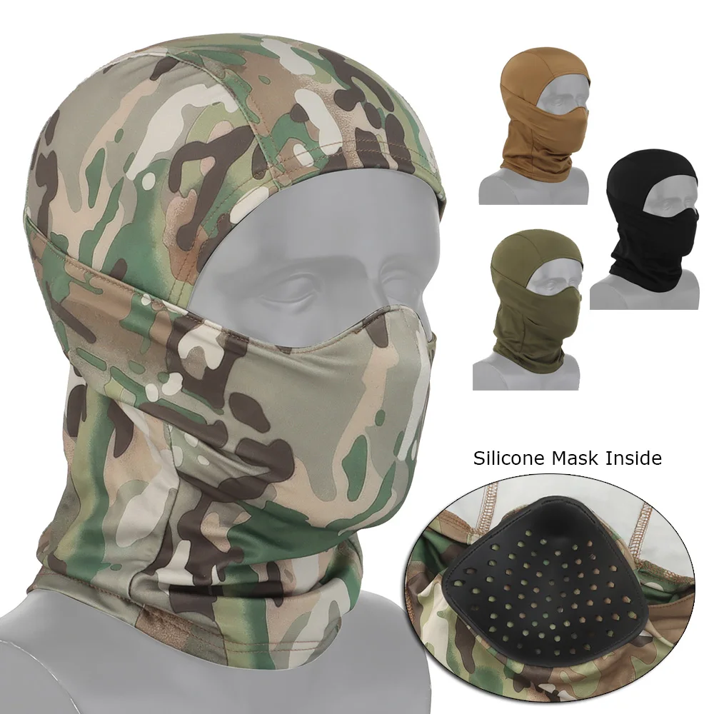 Pasamontañas de camuflaje militar, máscara de cara completa, casco de caza, bicicleta, capucha de ciclismo, protección del ejército, deportes, forro de casco, bufanda