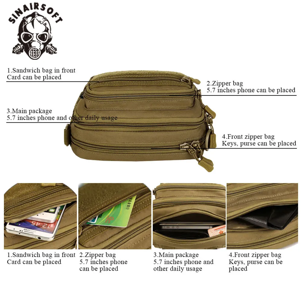 SINAIRSOFT-riñonera táctica Molle, bolso de hombro cruzado para caza al aire libre, senderismo, Camping y escalada - imagen 4