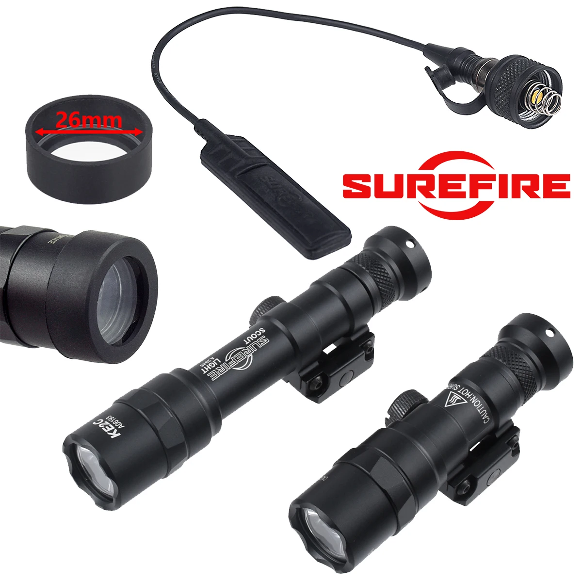 Táctico Surefire M300 M300B M600 M600B armas de Metal Airsoft Rifle pistola luz caza linterna AD Protector de lente personalizado