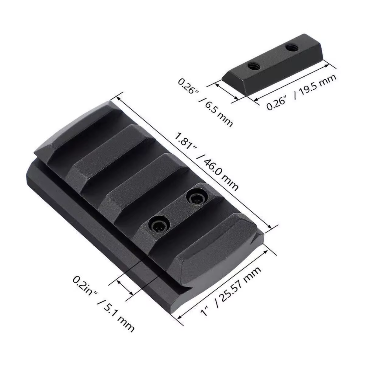 Placa de montaje táctica Picatinny 4 ranuras para mira punto rojo Glock - imagen 4