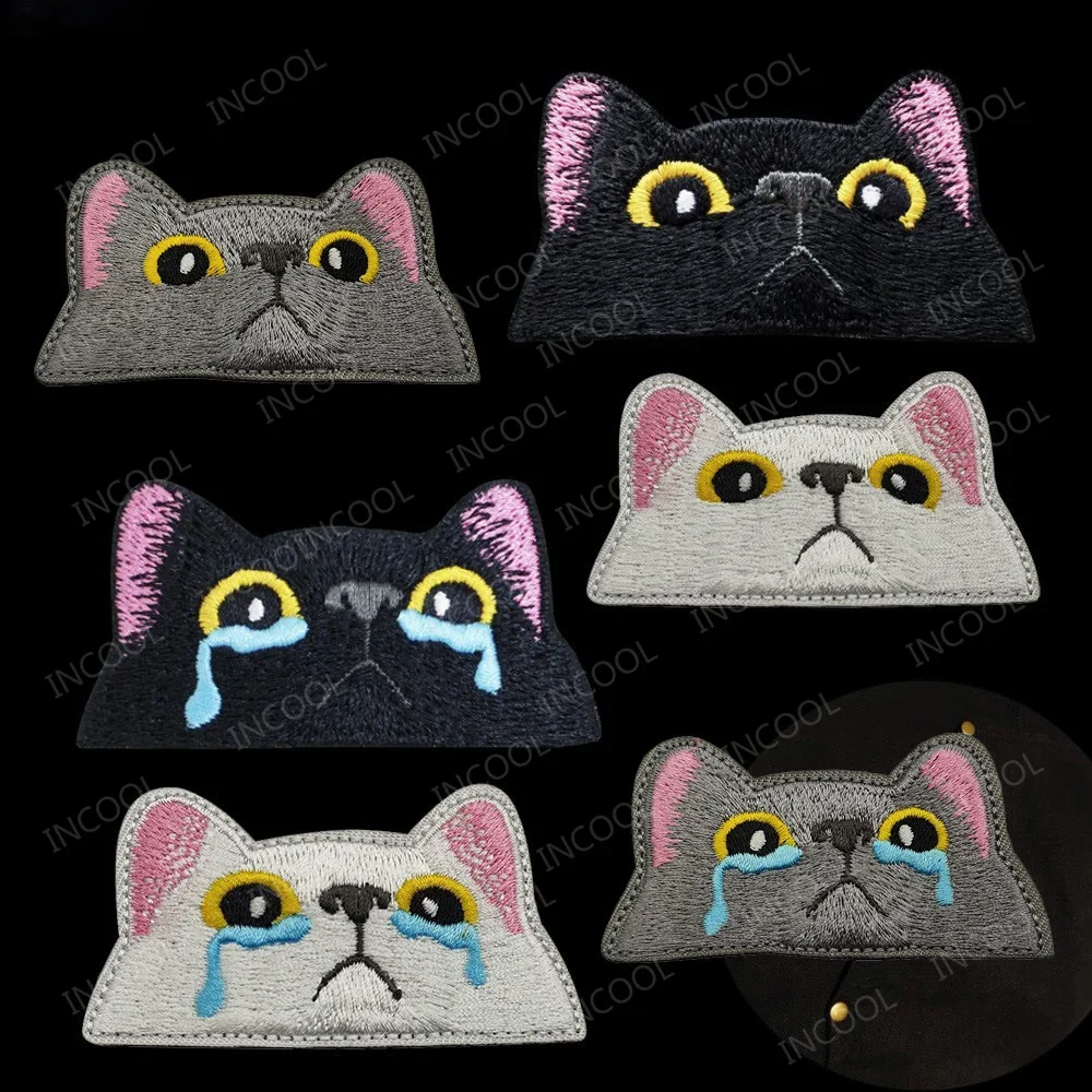 Parches reflectantes de gato de dibujos animados, insignia de goma de PVC para mochila, ropa, gorra, bolsa, apliques - imagen 3