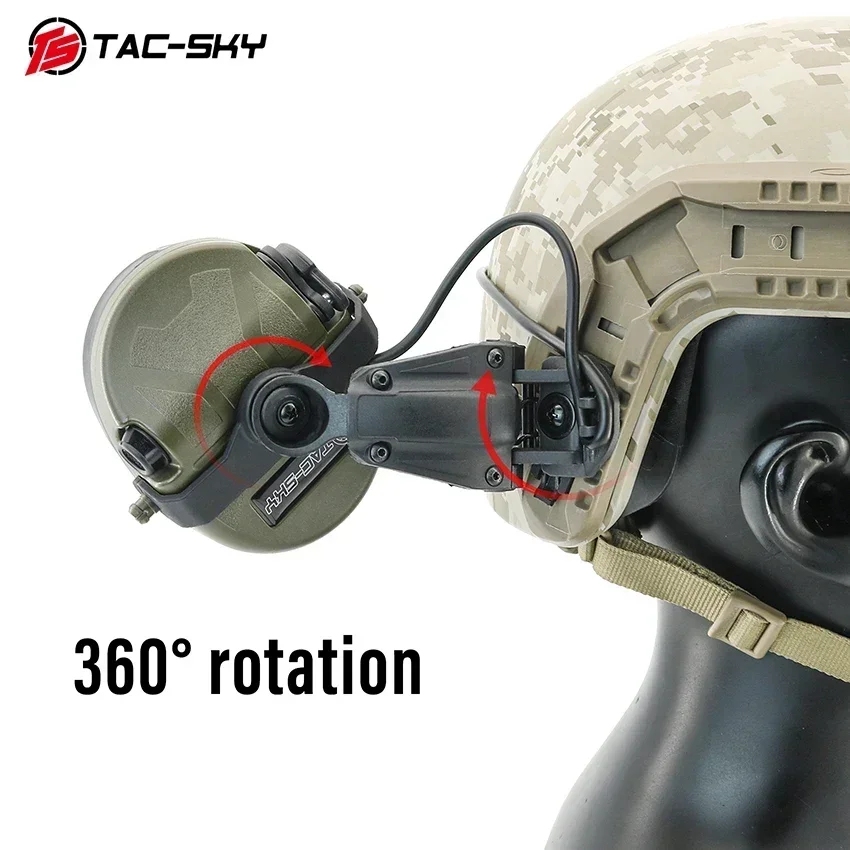Orejeras de silicona para TAC-SKY TS TAC-201, montaje en riel de arco OPS-CORE, auriculares tácticos electrónicos para caza con cancelación de ruido - imagen 4