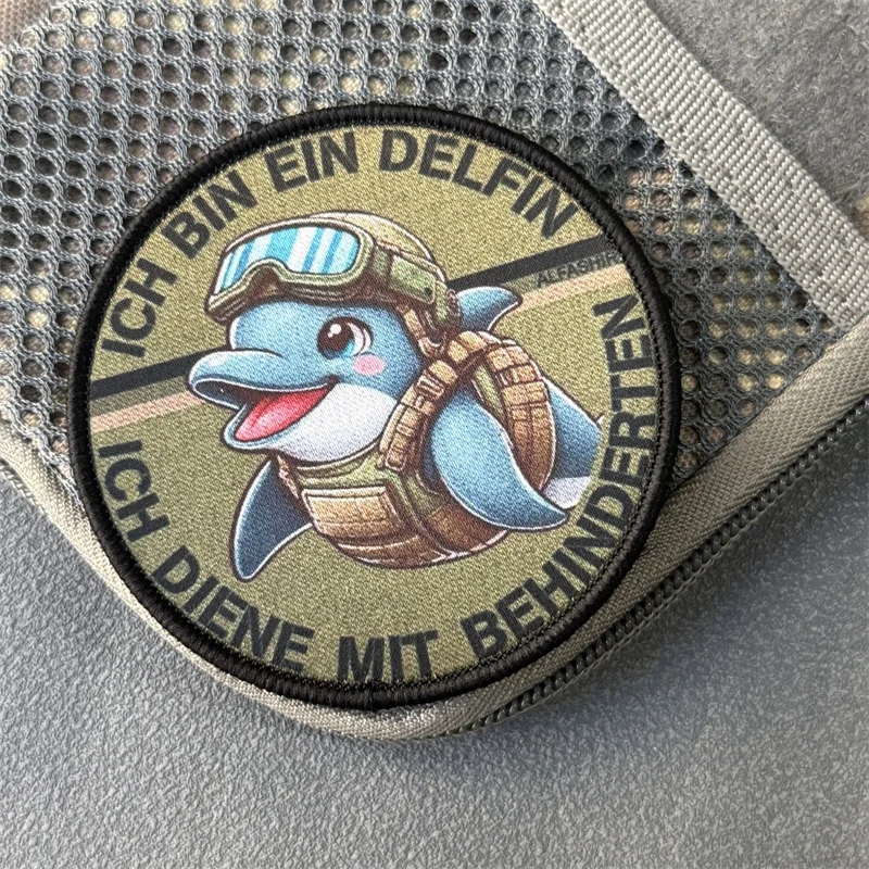 Parche táctico de delfín, insignia de moral militar, impresión de gancho y bucle, mochila, accesorios de decoración de ropa, pegatinas, brazalete - imagen 5