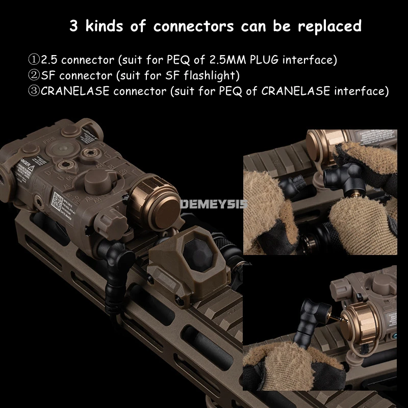 Interruptor remoto de presión táctica para enchufe de 2,5mm PEQ SF linterna arma luz de explorador Control de tecla única conector de 3 uds - imagen 5