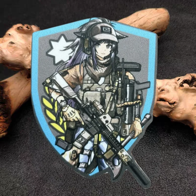 Parche de impresión de Anime Gun Girl, chaleco táctico, parches de gancho y bucle para ropa, insignia de moral militar, pegatinas para mochila, brazalete - imagen 2