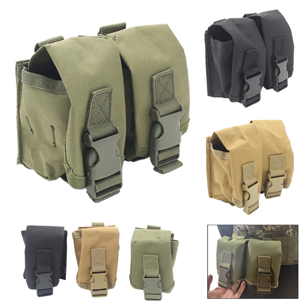 Bolsa táctica Molle EDC para exteriores, bolsa individual doble para granada, bolsa de almacenamiento de herramientas de liberación rápida, riñonera con cinturón para equipo de caza - imagen 2