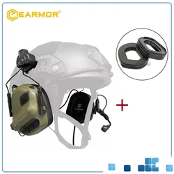 Auriculares tácticos EARMOR M32H y traje negro S03 para auriculares para rieles de casco rápidos ARC