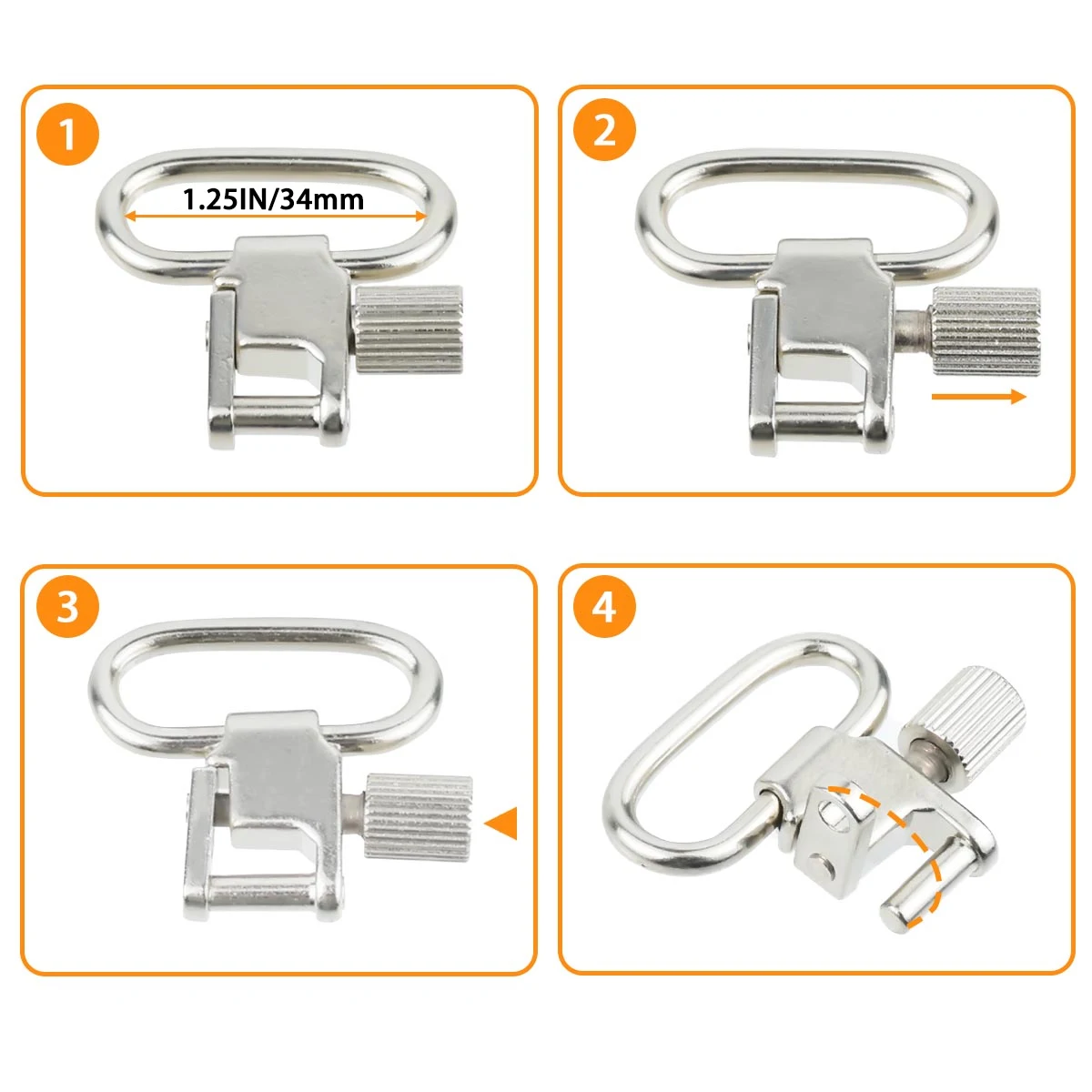 Soporte de eslinga giratoria de separación rápida para correas de 1 pulgada o 1,25 pulgadas Rifle QD juego giratorio desmontable rápido Kit de montaje de pistola de Metal eslinga - imagen 4