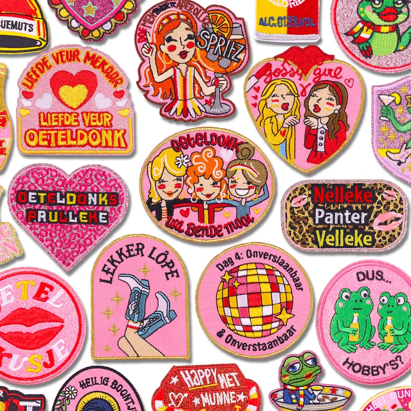 Nueva serie rosa DIY, emblema de Oeteldonk de País de tierras, parches bordados, parches para planchar para ropa, parche de rana de Carnaval de País de tierras - imagen 3